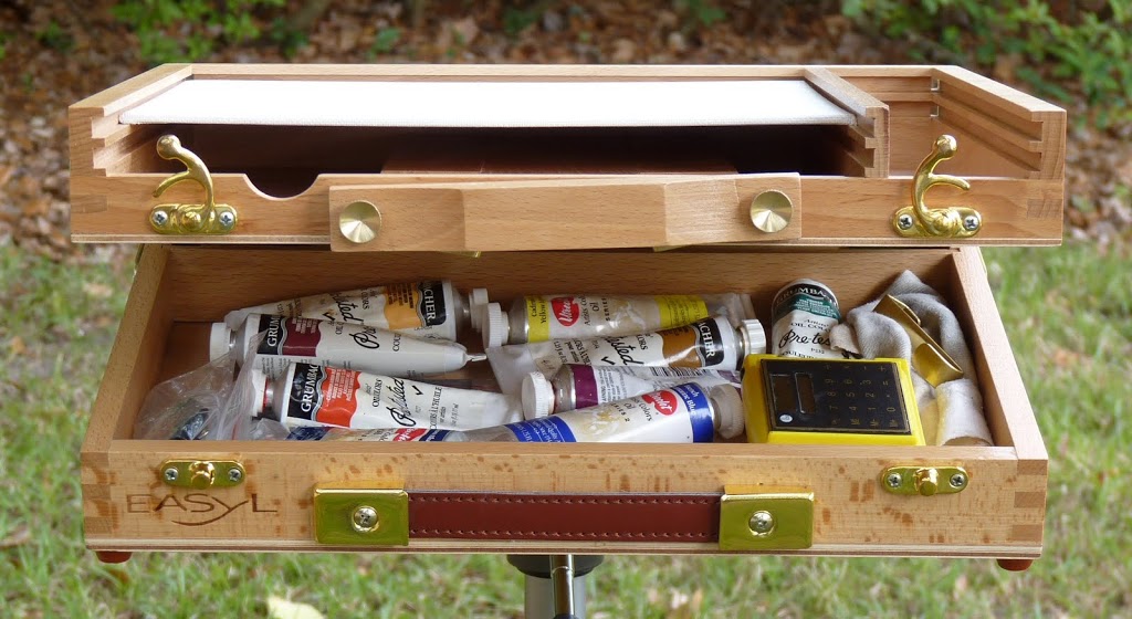 Partially opened painting box