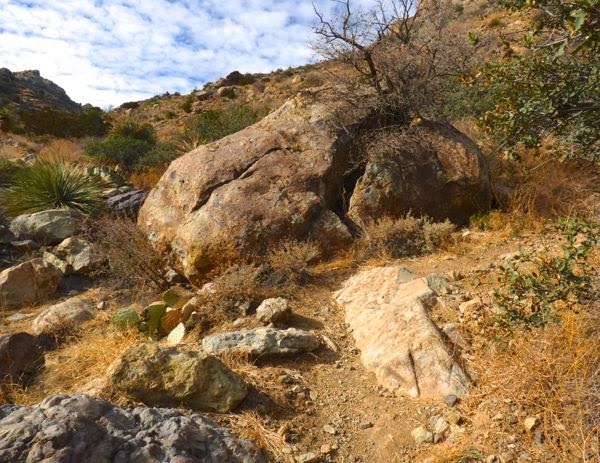 Path, rocks, hill
