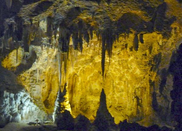 Lighted cave stalagmites