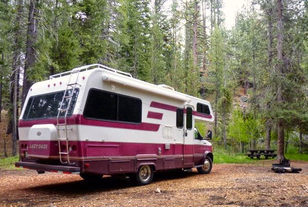 RV in forest camp