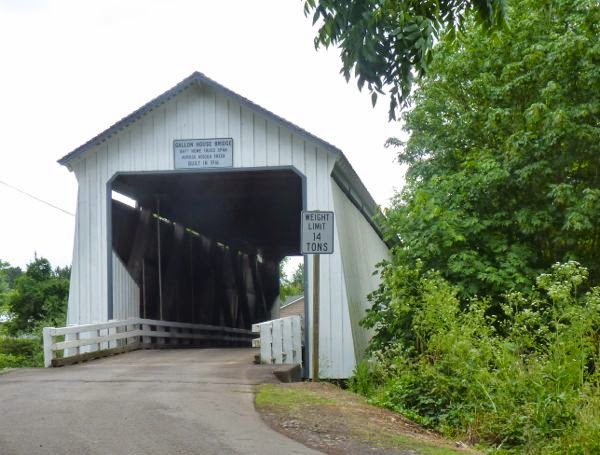 Covered bridge and trees