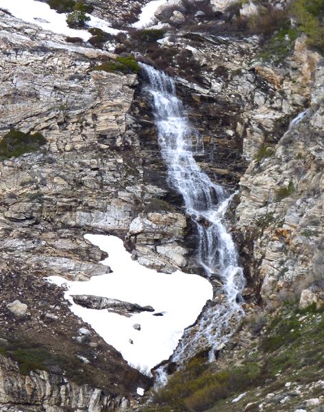 Waterfall, rock cliff