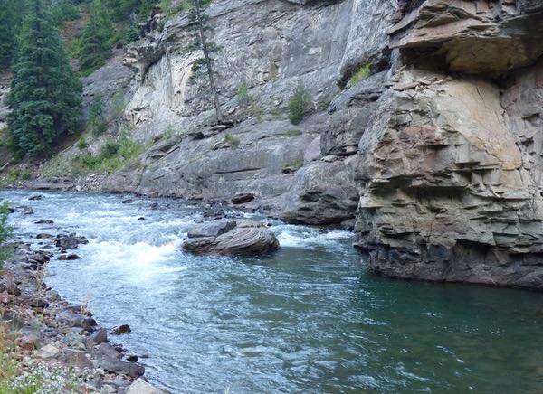 River, rapids, cliff