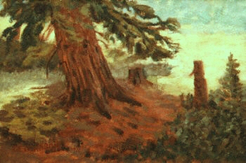 Painting of shadows under a tree