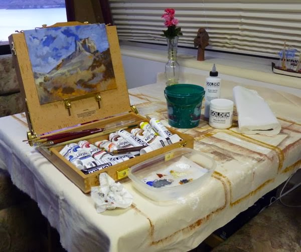 Paint box on table