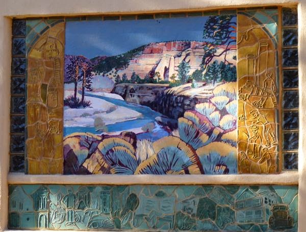 Mural with embossed tile