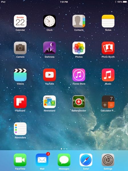 iPad mini screen with app icons