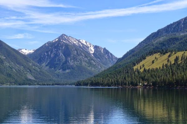 Lake with mountains beyond