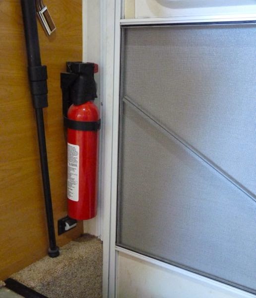 Fire extinguisher next to door