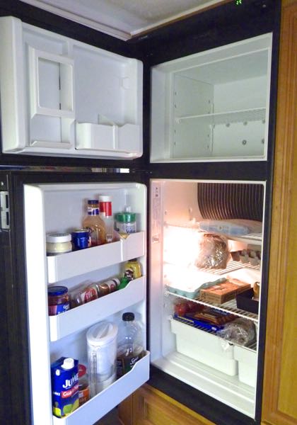 Open doors on refrigerator