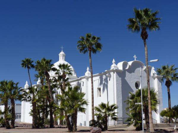 Large church with palms