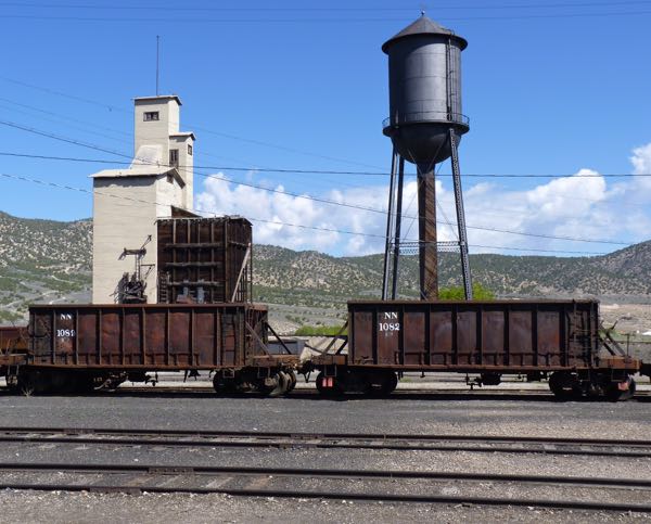 Water tower and ore cars
