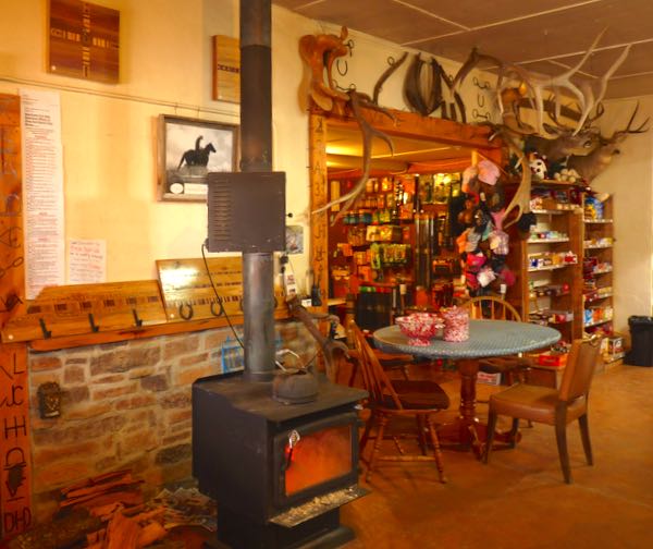 Wood stove, table, goods